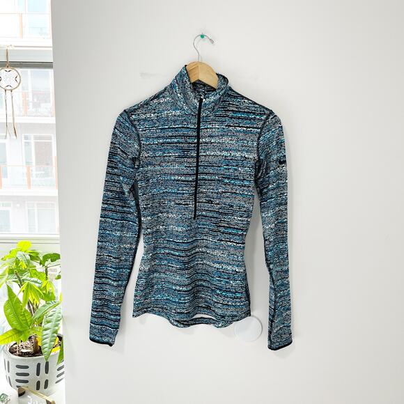 Nike Blue & Black Print Half Zip Sweatshirt Size Small - Picture 1 of 5